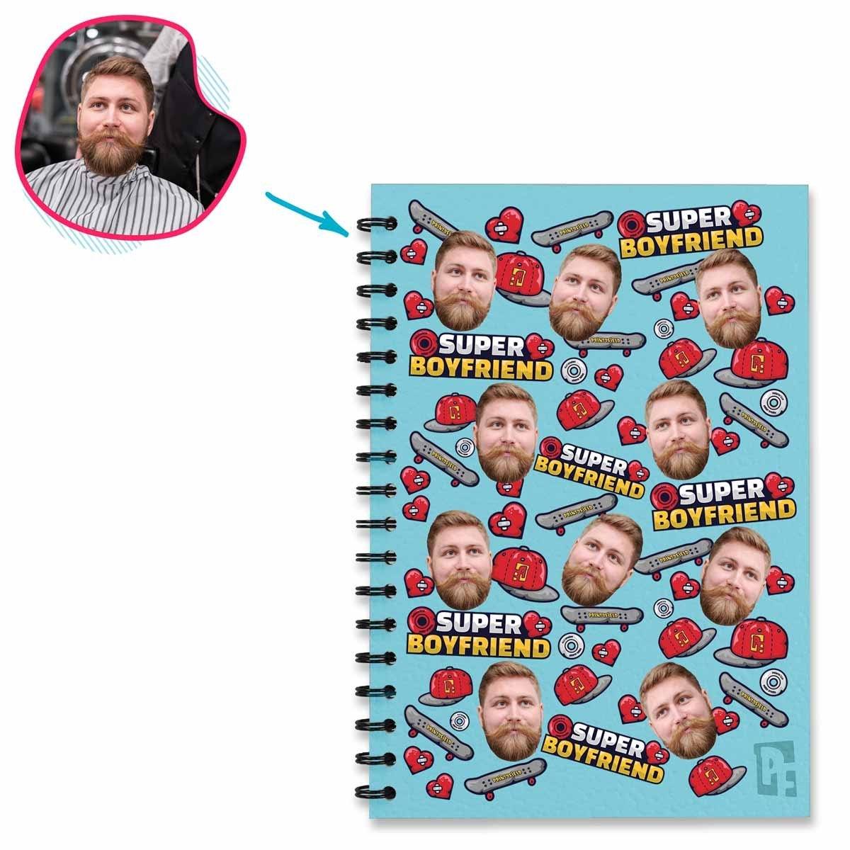 Blue Auntie personalized notebook with photo of face printed on them