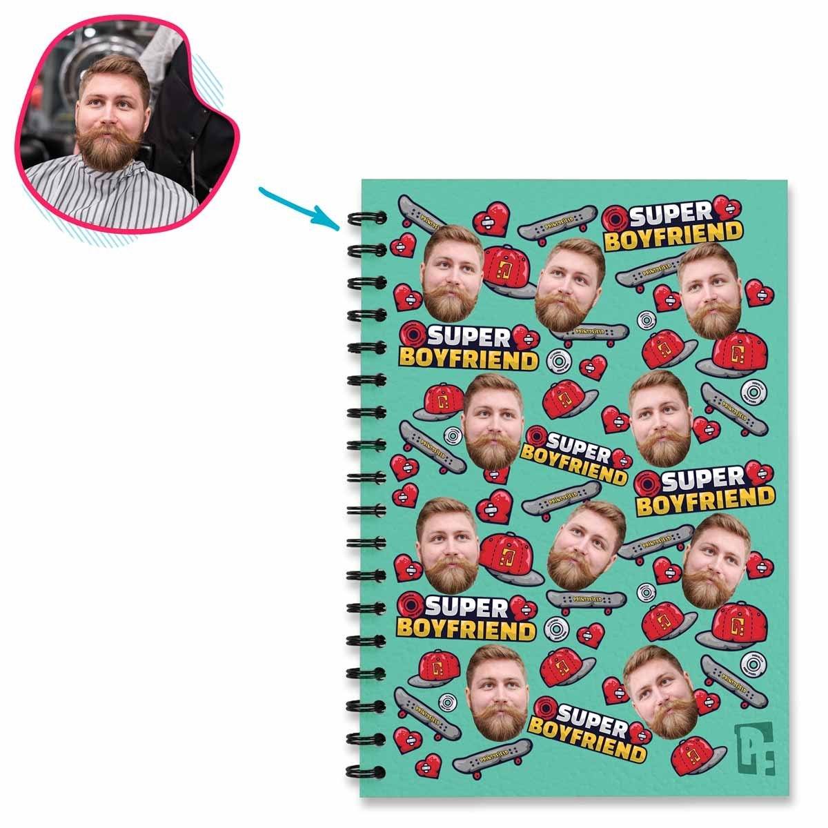 Mint Auntie personalized notebook with photo of face printed on them