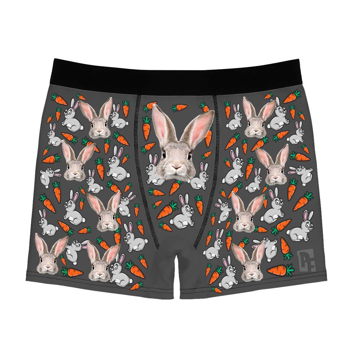 Dark Bunny men's boxer briefs personalized with photo printed on them