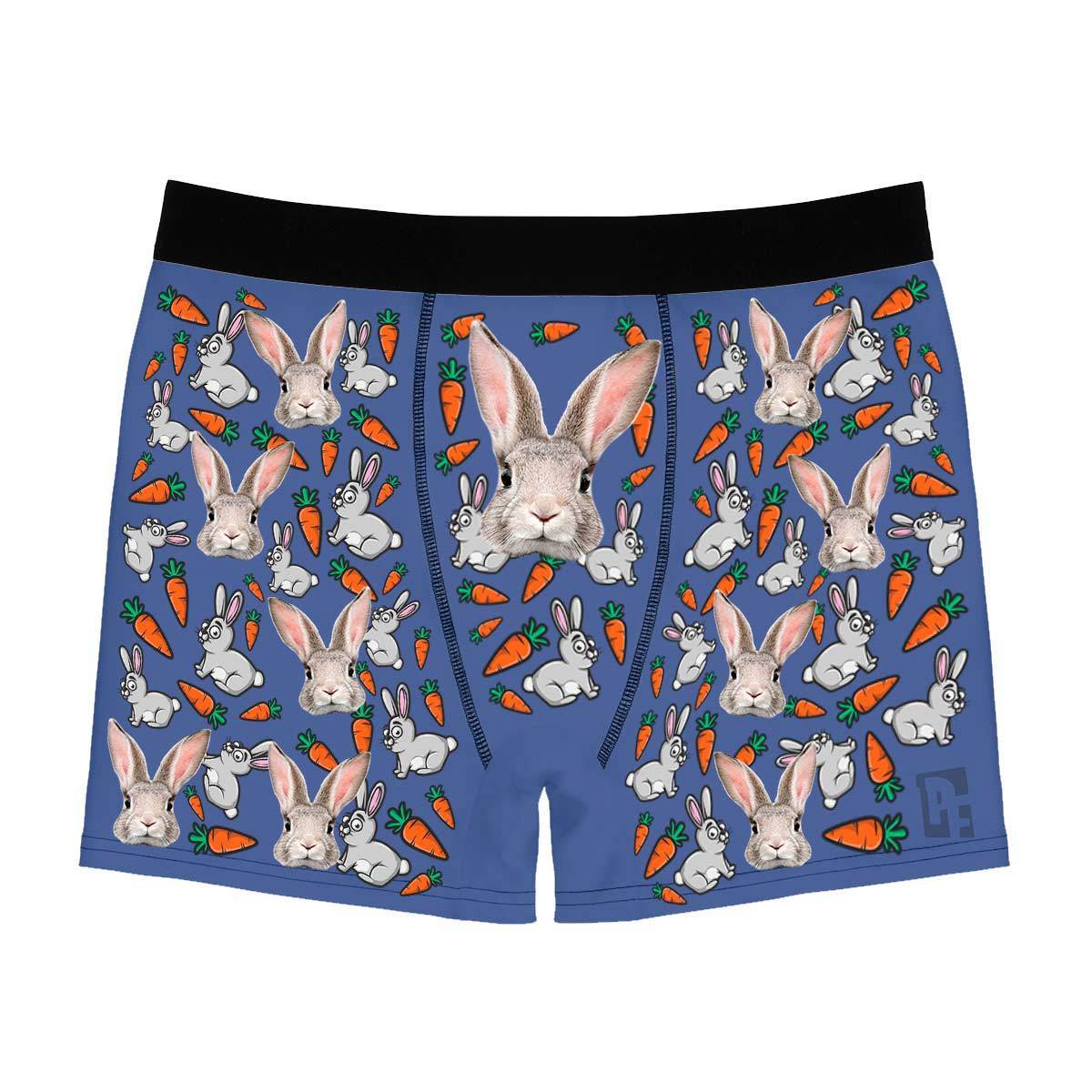 Darkblue Bunny men's boxer briefs personalized with photo printed on them