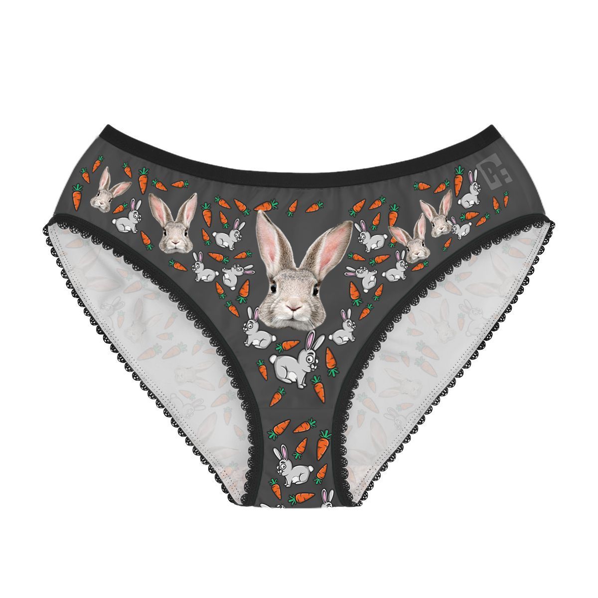 Dark Bunny women's underwear briefs personalized with photo printed on them
