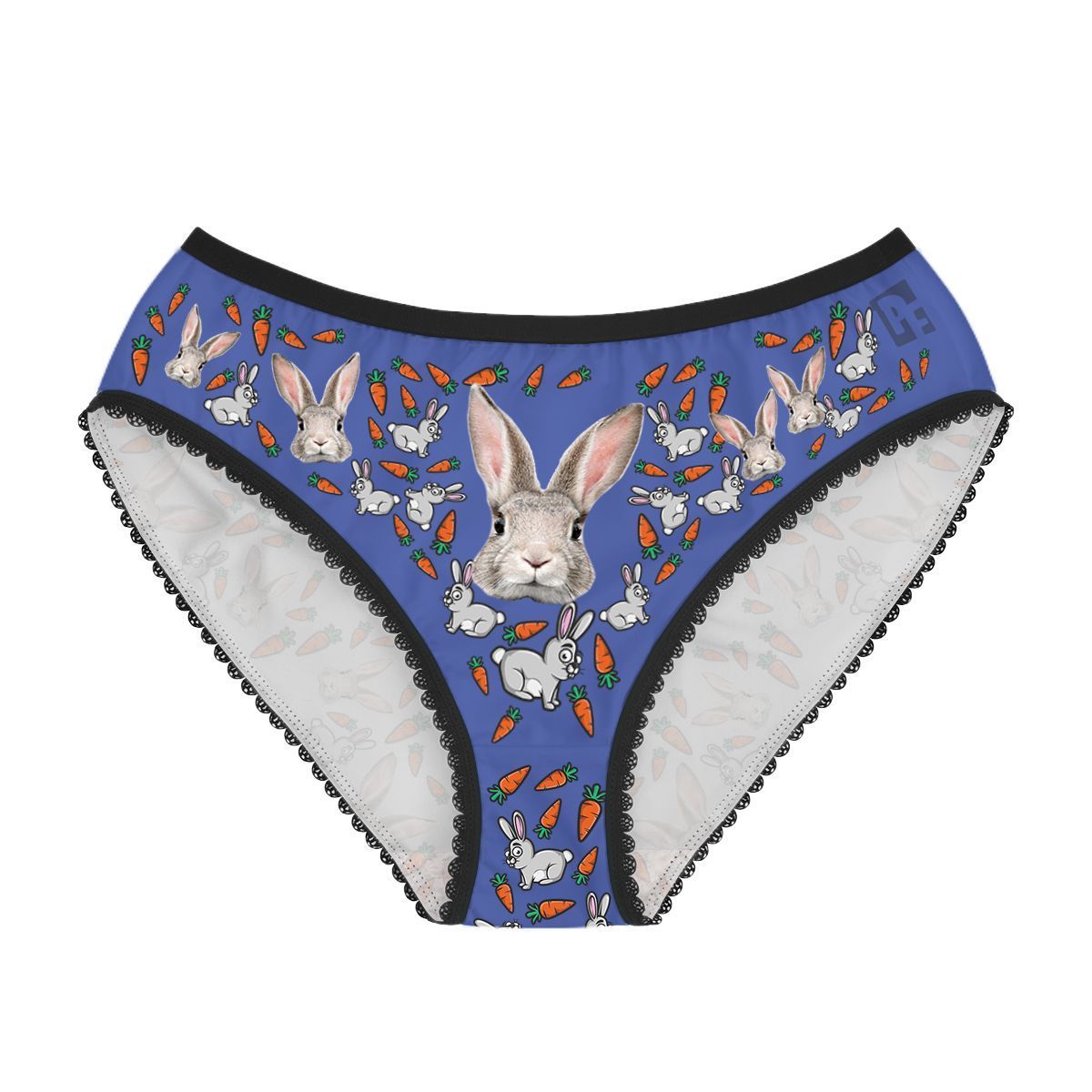 Darkblue Bunny women's underwear briefs personalized with photo printed on them