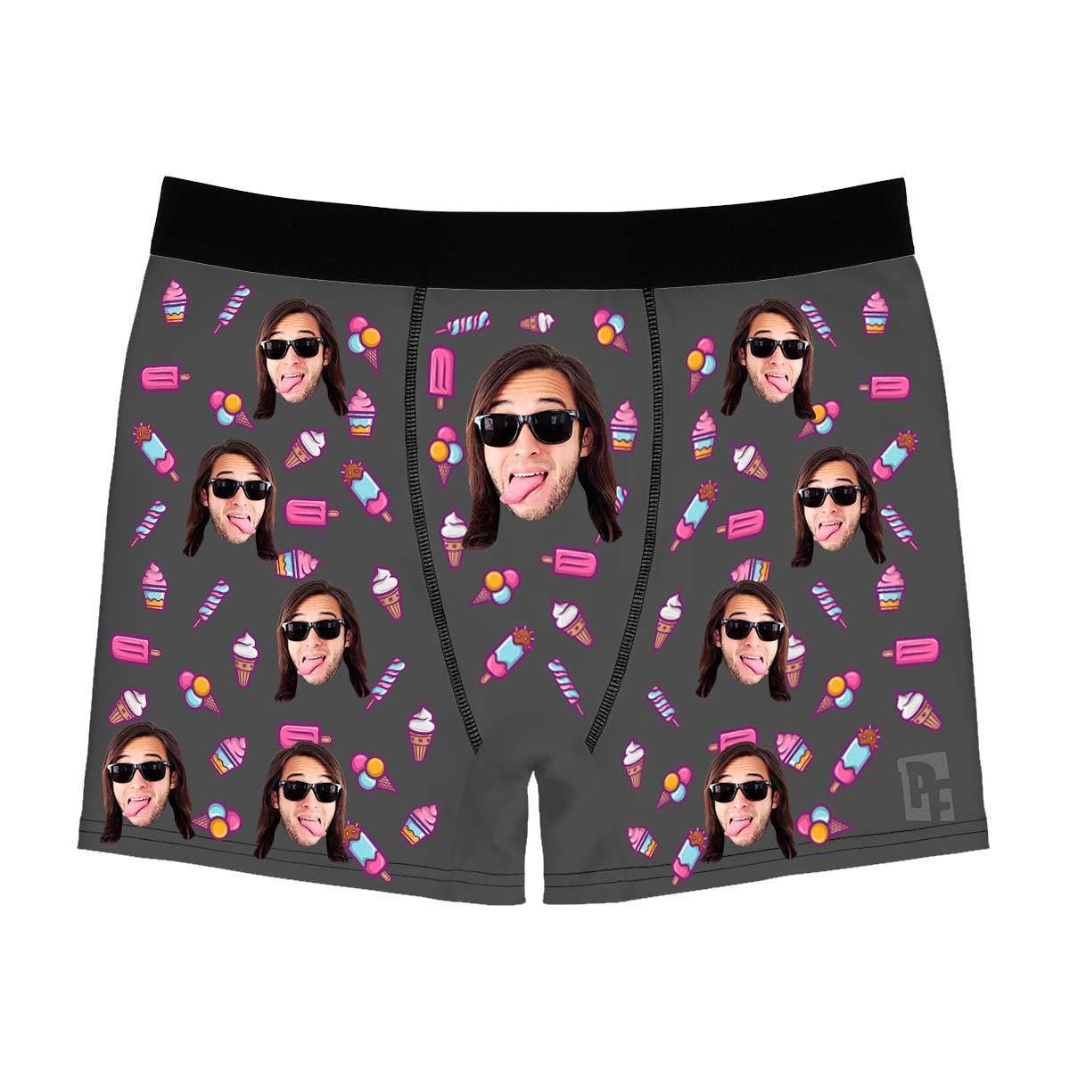 Dark Candies men's boxer briefs personalized with photo printed on them