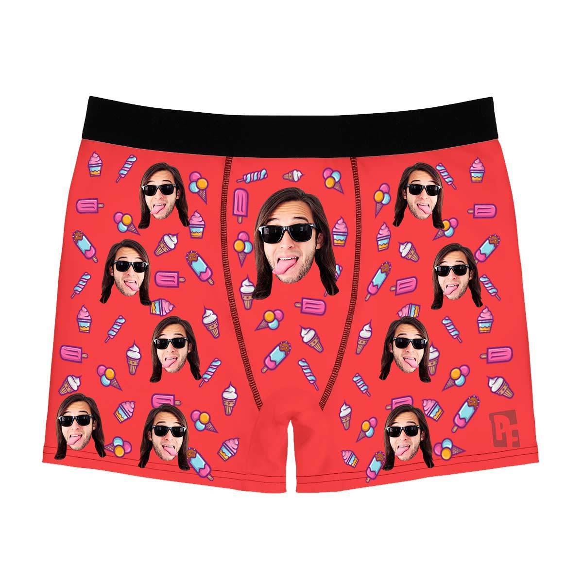 Red Candies men's boxer briefs personalized with photo printed on them