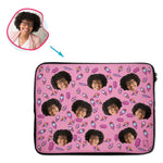 Load image into Gallery viewer, pink Candies laptop sleeve personalized with photo of face printed on them
