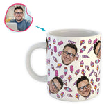 Load image into Gallery viewer, white Candies mug personalized with photo of face printed on it
