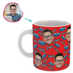 Load image into Gallery viewer, Red Cars &amp; Motorbikes personalized mug with photo of face printed on it
