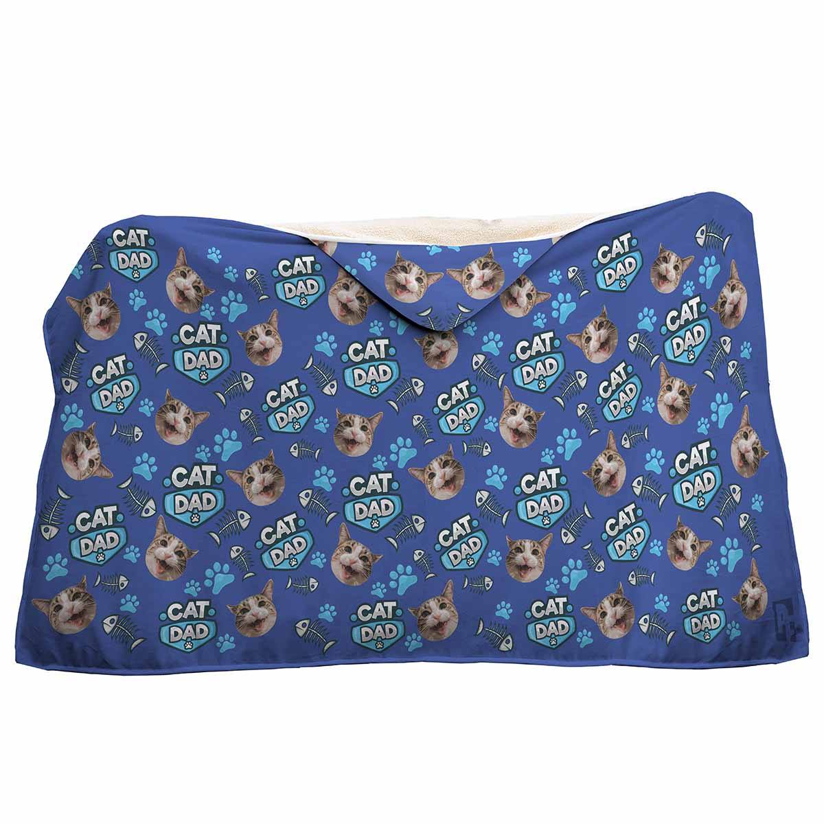 Cat Dad Personalized Hooded Blanket