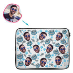 Load image into Gallery viewer, white Cat Dad laptop sleeve personalized with photo of face printed on them
