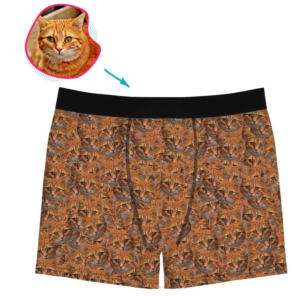 cat mash men's boxers personalized with photo of face printed on it