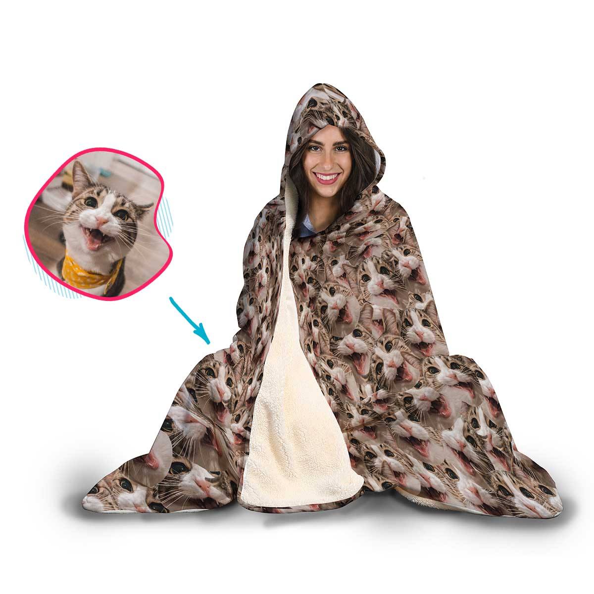 Cat Mash Personalized Hooded Blanket