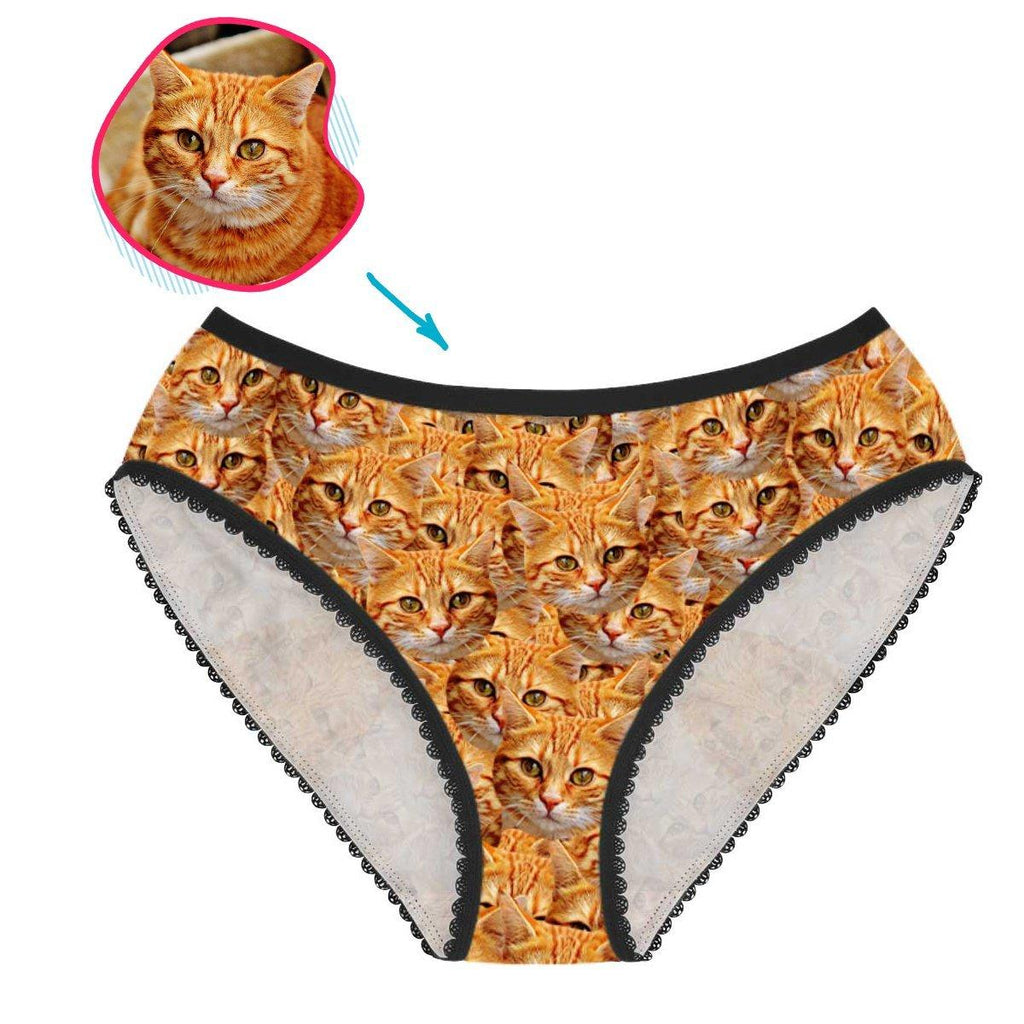 cat mash women's briefs personalized with photo of face printed on it
