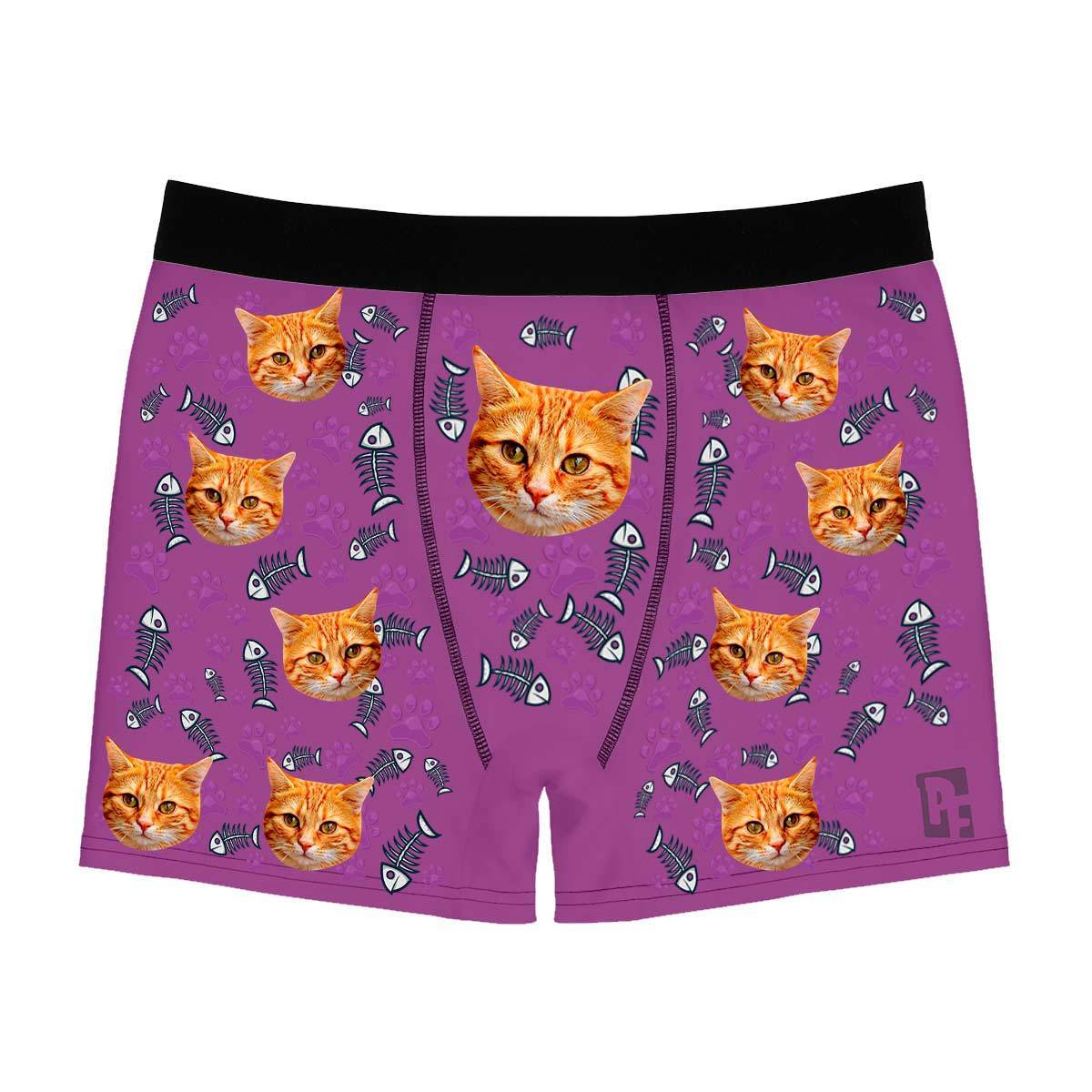 Red Cat men's boxer briefs personalized with photo printed on them