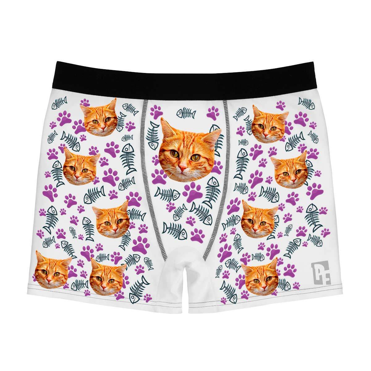 Red Cat men's boxer briefs personalized with photo printed on them