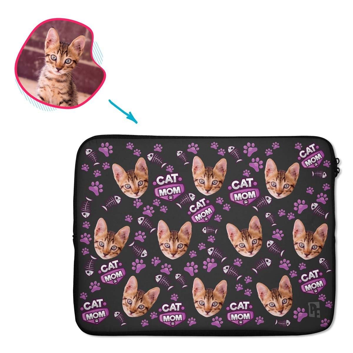 Cat Mom Personalized Laptop Sleeve