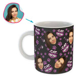 Load image into Gallery viewer, dark Cat Mom mug personalized with photo of face printed on it
