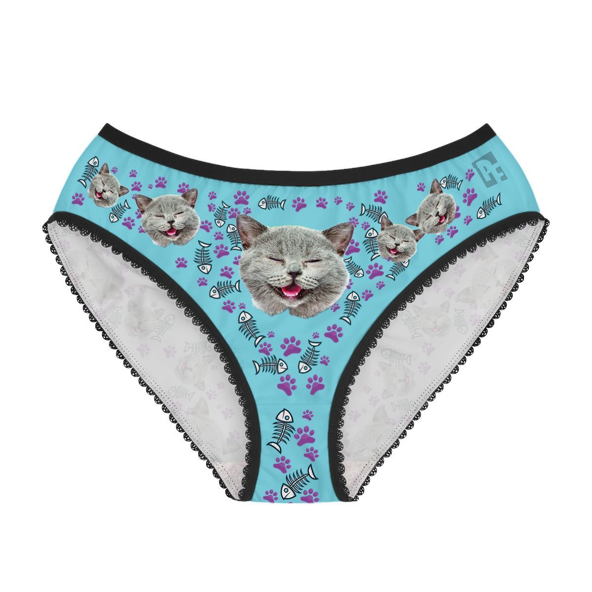 Blue Cat women's underwear briefs personalized with photo printed on them