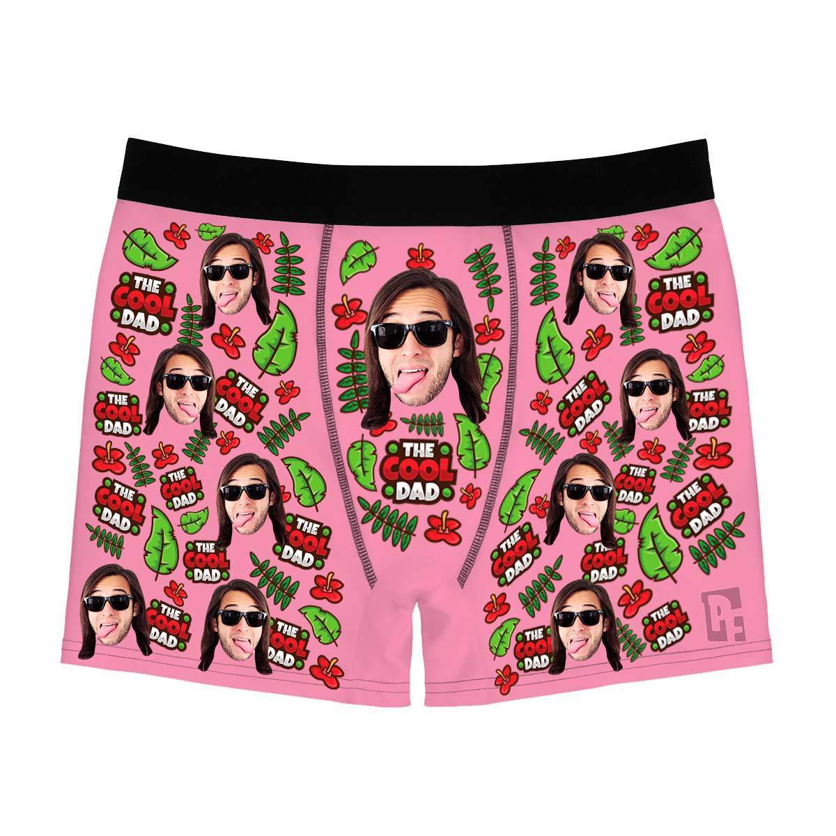 Pink The cool dad men's boxer briefs personalized with photo printed on them