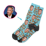Load image into Gallery viewer, blue Cool Grandfather socks personalized with photo of face printed on them
