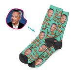 Load image into Gallery viewer, mint Cool Grandfather socks personalized with photo of face printed on them
