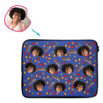 Load image into Gallery viewer, darkblue Cool Grandmother laptop sleeve personalized with photo of face printed on them
