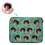 Load image into Gallery viewer, mint Cool Grandmother laptop sleeve personalized with photo of face printed on them
