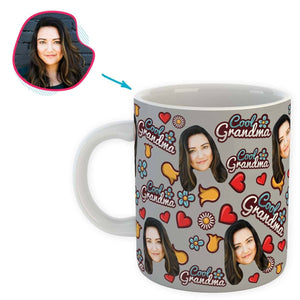 grey Cool Grandmother mug personalized with photo of face printed on it