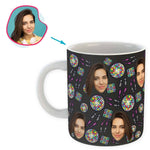 Load image into Gallery viewer, dark Dancing mug personalized with photo of face printed on it

