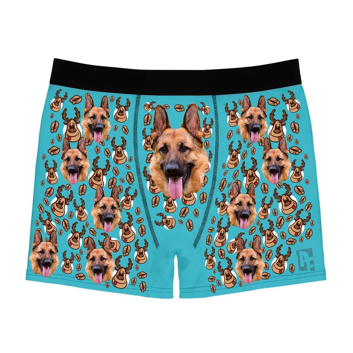 Blue Deer Hunter men's boxer briefs personalized with photo printed on them