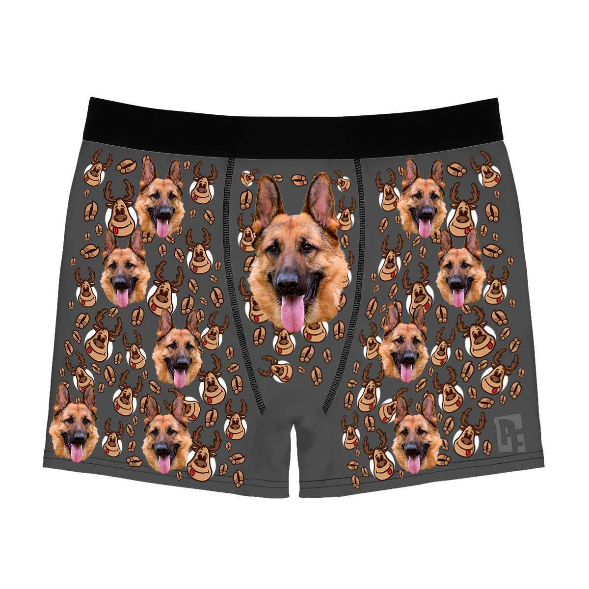 Dark Deer Hunter men's boxer briefs personalized with photo printed on them