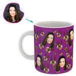 Load image into Gallery viewer, purple Deer Hunter mug personalized with photo of face printed on it
