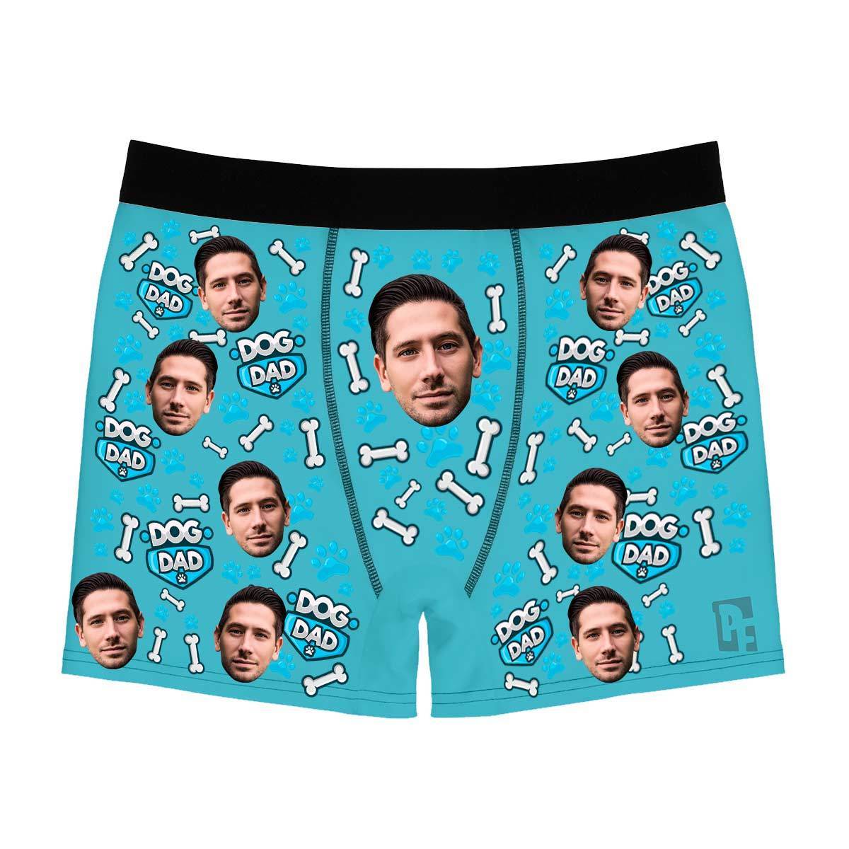 Blue Dog dad men's boxer briefs personalized with photo printed on them