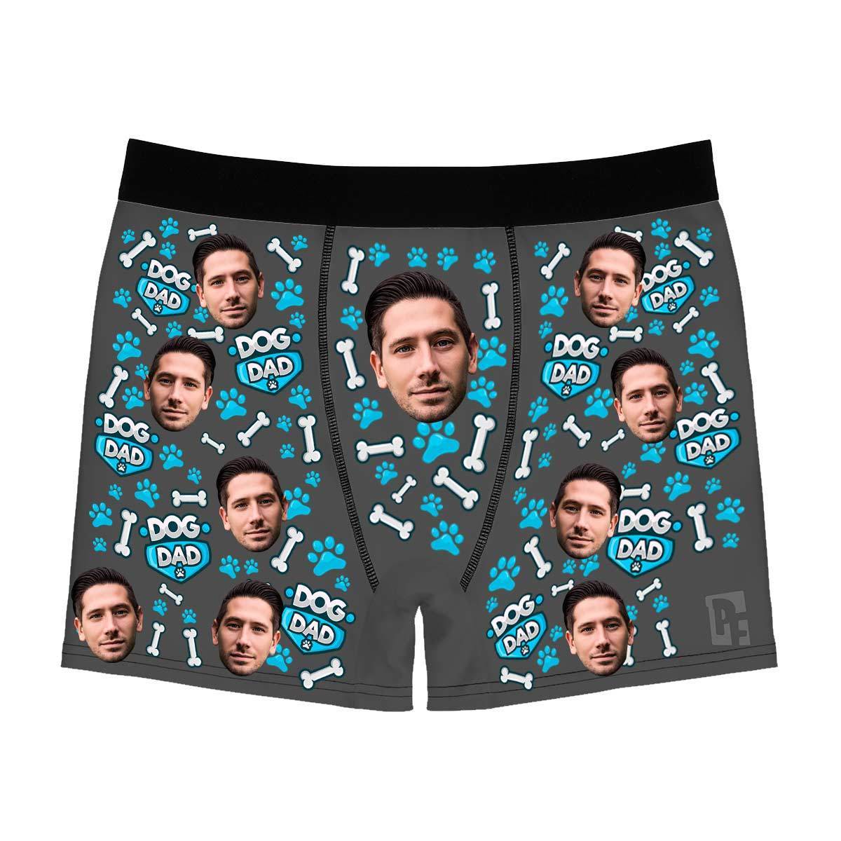 Dark Dog dad men's boxer briefs personalized with photo printed on them
