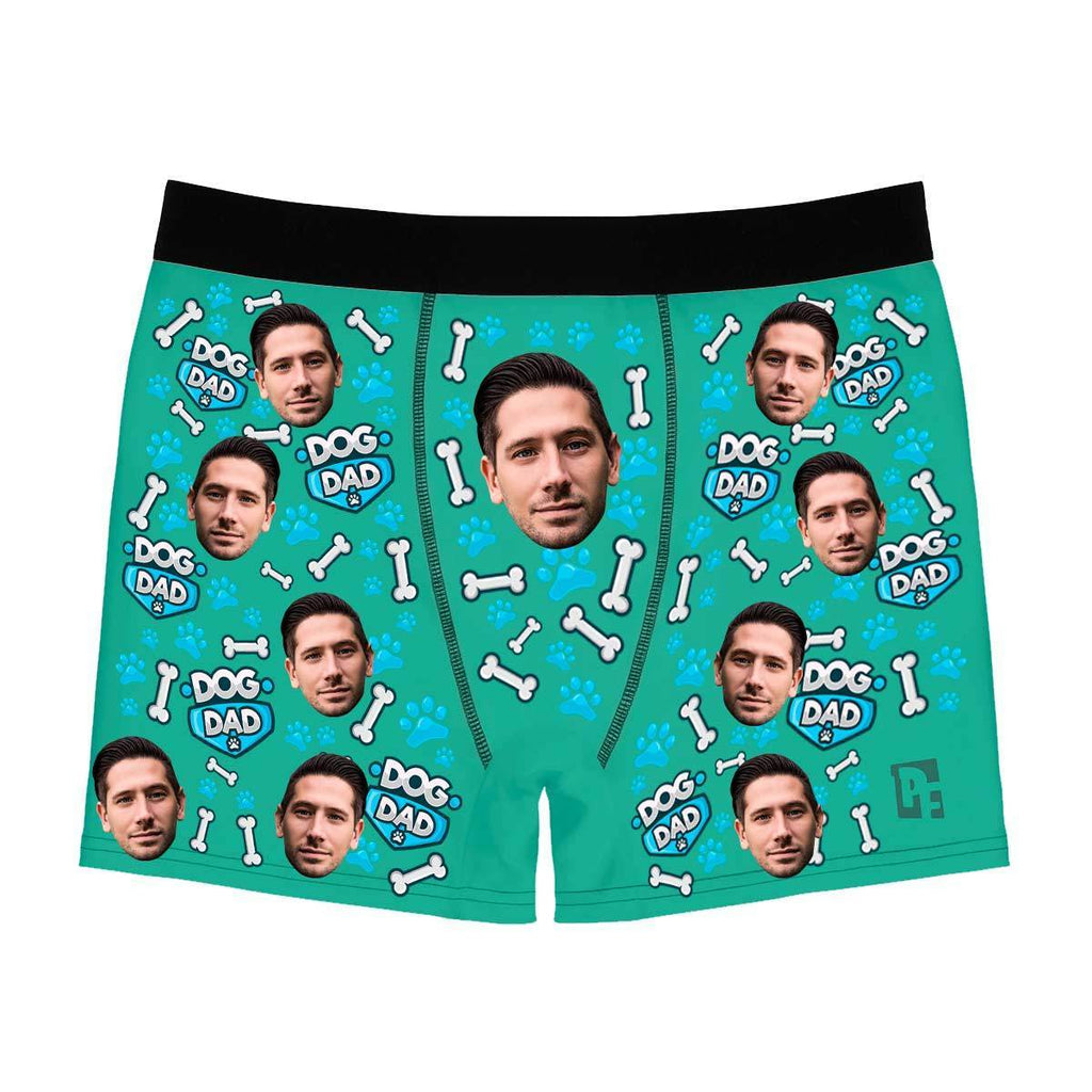 Mint Dog dad men's boxer briefs personalized with photo printed on them