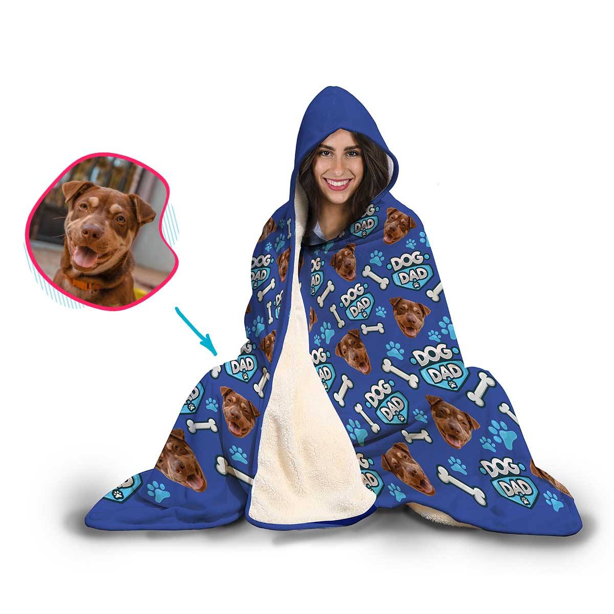 Dog Dad Personalized Hooded Blanket