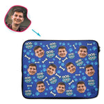 Load image into Gallery viewer, darkblue Dog Dad laptop sleeve personalized with photo of face printed on them
