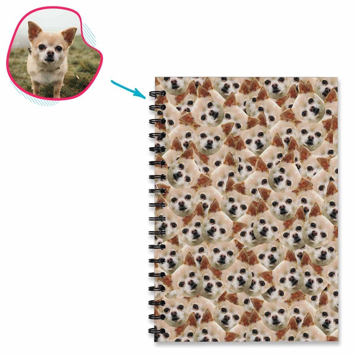 Dog Mash Notebook personalized with photo of face printed on them