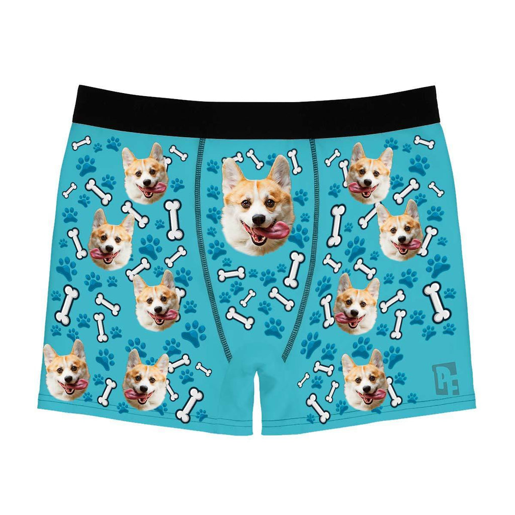 Blue Dog men's boxer briefs personalized with photo printed on them