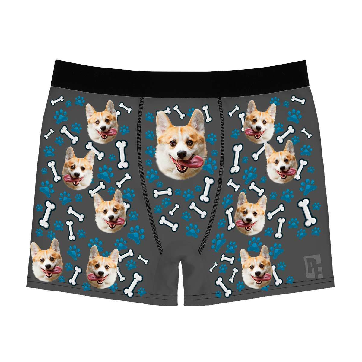 Dark Dog men's boxer briefs personalized with photo printed on them