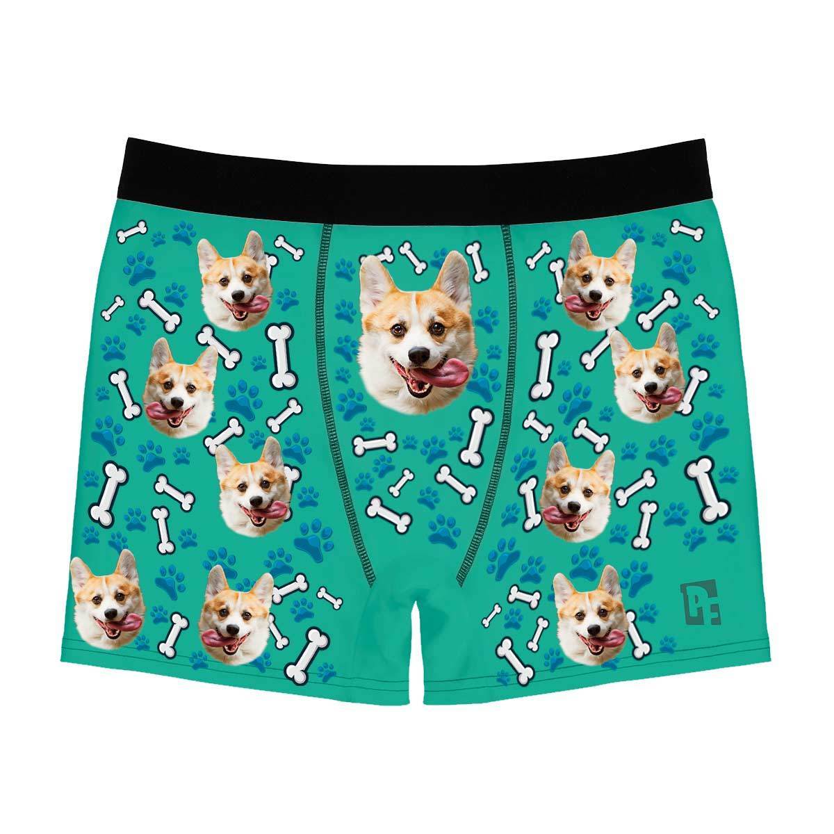 Mint Dog men's boxer briefs personalized with photo printed on them