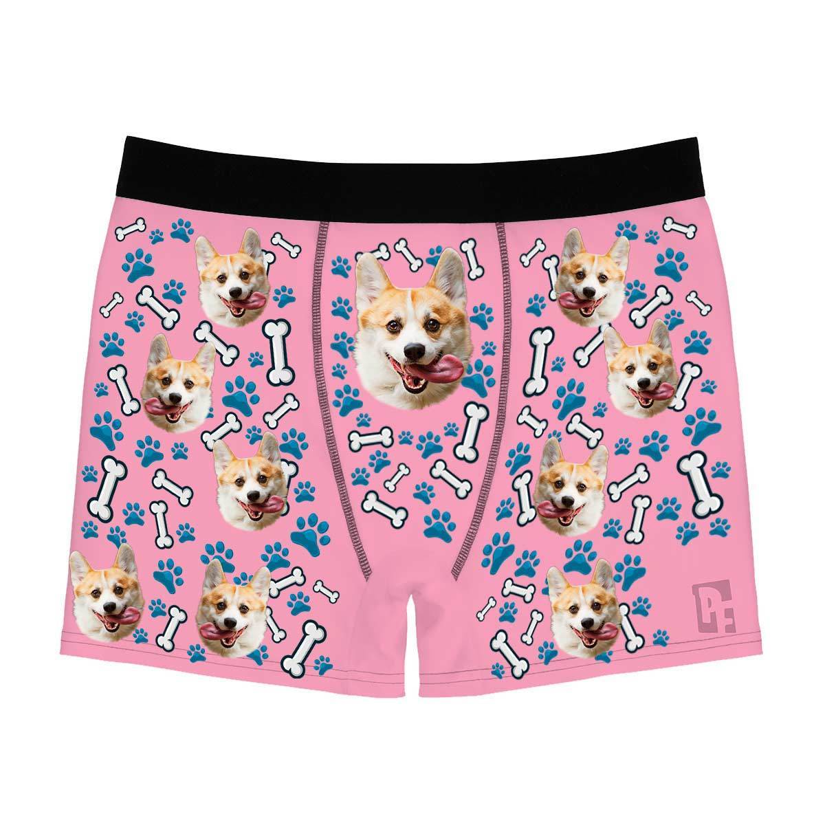 Pink Dog men's boxer briefs personalized with photo printed on them