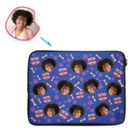 Load image into Gallery viewer, darkblue Dog Mom laptop sleeve personalized with photo of face printed on them
