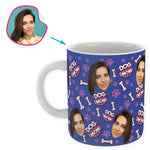 Load image into Gallery viewer, darkblue Dog Mom mug personalized with photo of face printed on it
