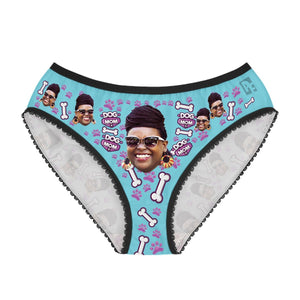 Blue Dog mom women's underwear briefs personalized with photo printed on them