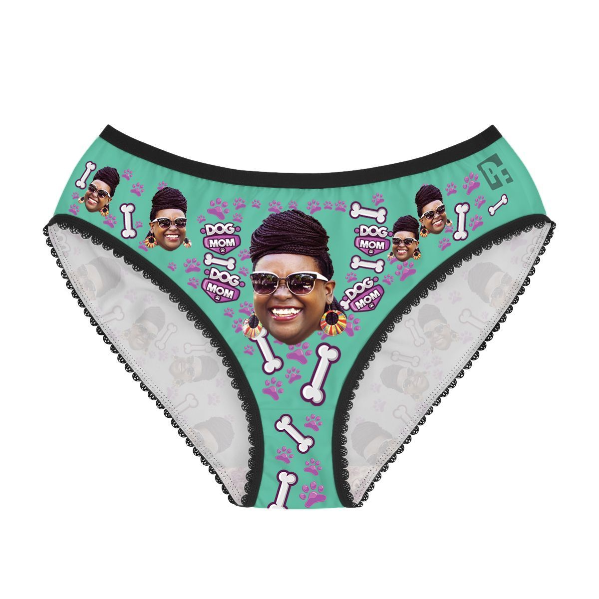 Mint Dog mom women's underwear briefs personalized with photo printed on them