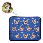 Load image into Gallery viewer, darkblue Dog laptop sleeve personalized with photo of face printed on them
