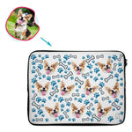 Load image into Gallery viewer, white Dog laptop sleeve personalized with photo of face printed on them
