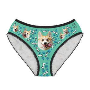 Mint Dog women's underwear briefs personalized with photo printed on them