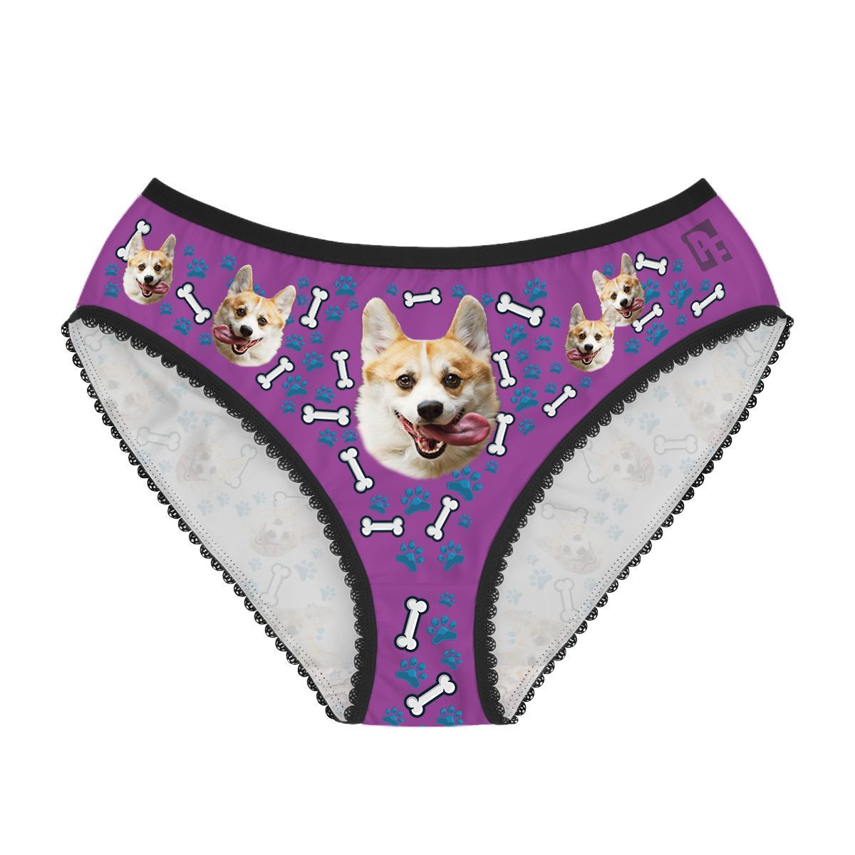Red Dog women's underwear briefs personalized with photo printed on them