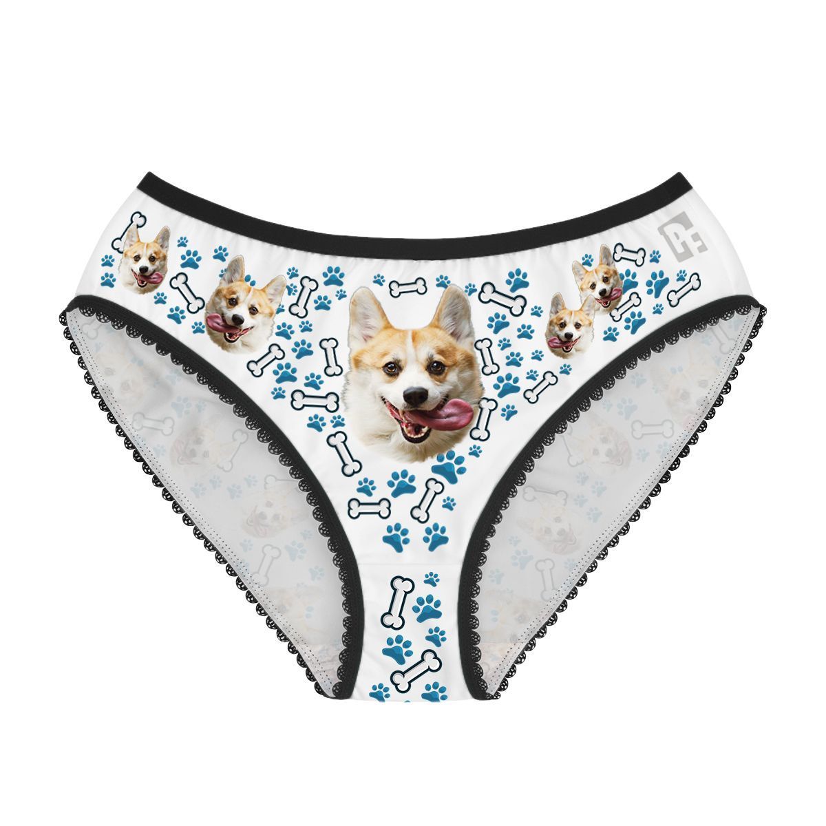 Blue Dog women's underwear briefs personalized with photo printed on them